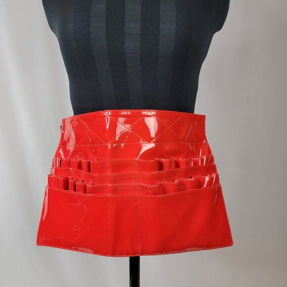 Red Patent Stylist Tool Belt Apron | Adjustable Waist | 10x15 - Picture 7 of 7
